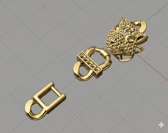 Imperial Leopard Head Jewel 3D Model: Rhinoceros Jewelry Design (3DM, STL, OBJ)