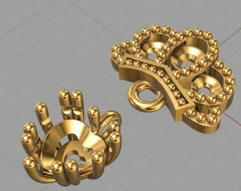 Crown Heart 3D Model: Rhinoceros Jewelry Design (3DM, STL, OBJ)