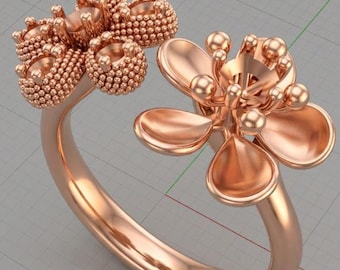 Sakura Ring 3D Model: Rhinoceros Jewelry Design (3DM, STL, OBJ)