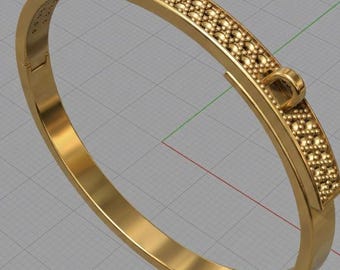 Belt Buckle Bangle 3D Model: Rhinoceros Jewelry Design (3DM, STL, OBJ)