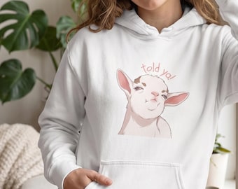 Blushing Goat Illustration Hoodie | Cute Farm Animal, Pastel Sketch