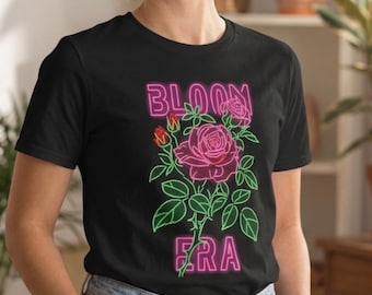 Neon Rose Bloom T-Shirt | Floral Vintage Neon Sign Shirt