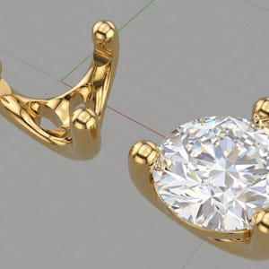 Hjärtformade solitärörhängen 3D-modell: Noshörningssmyckesdesign (3DM, STL, OBJ)