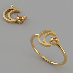 Modelo 3D de anillo lunar: Diseño de joyería de rinoceronte (3DM, STL, OBJ)