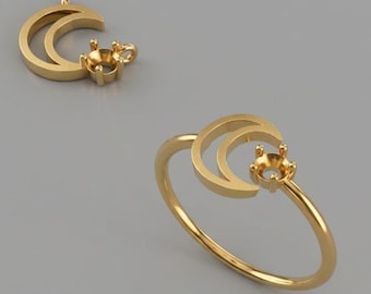 Moon Ring 3D Model: Rhinoceros Jewelry Design (3DM, STL, OBJ)