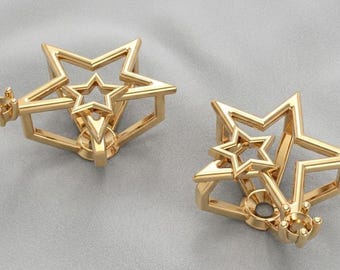 Shooting Star Earrings 3D Model: Rhinoceros Jewelry Design (3DM, STL, OBJ)