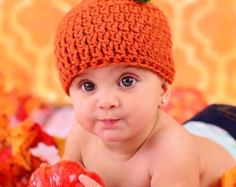 CROCHET HAT PATTERN: Pumpkin Hat- pumpkin hat pattern- pumpkin beanie pattern- pumpkin togue pattern- newborn pumpkin pattern- baby crochet