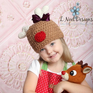 CROCHET PATTERN: Reindeer Hat- Baby Reindeer Hat Pattern - Newborn Deer Hat Pattern- reindeer pdf- Christmas Crochet Pattern- Crochet deer