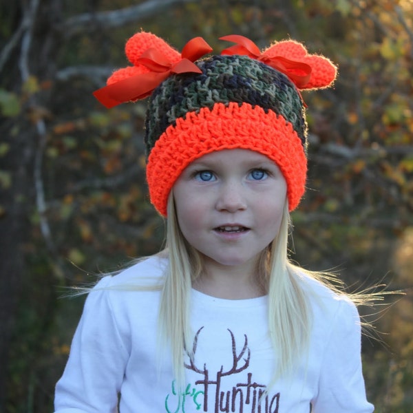 Crochet Camo Deer Hat Pattern- Baby deer hat pattern- baby prop pattern- crochet deer hat pattern- girls deer pattern- crochet camo pattern