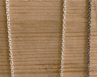 Delicate Dark Sterling Silver Oval Link Chain 1.3mm