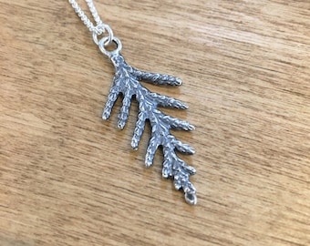 Medium Cedar - Silver Semi-Oxidized Pendant - Necklace - Nature - Made to Order