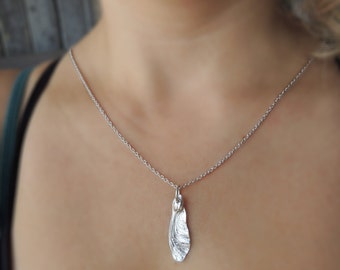 Medium Samara - Seed Pod - Delicate Samara Necklace - Sycamore Seed - Sterling Silver - Rhodium - Made to order