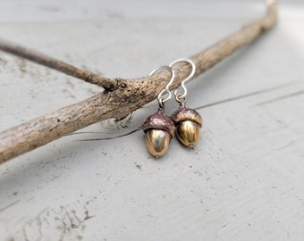 Acorn Dangle -  Bronze Earrings - Oak Nut - Sustainable - Made to Order