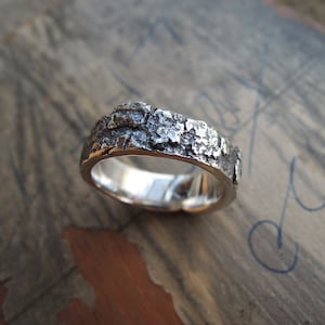 Thick OOAK Bark Ring - Unique Lost Wax Technique - Engagement - Unisex - Sustainable Silver 925 - Made to order