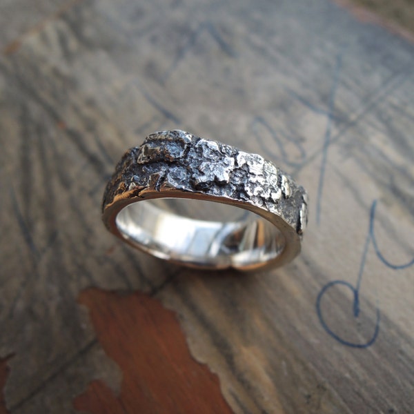 Thick OOAK Bark Ring - Unique Lost Wax Technique - Engagement - Unisex - Sustainable Silver 925 - Made to order