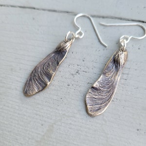 Medium Samaras - Dangle Earrings - Helicopter Maple Seeds - Bronze - Made to Order