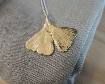 Ginkgo Leaf Pendant -Nature Inspired Pendant - Bronze - Made to Order