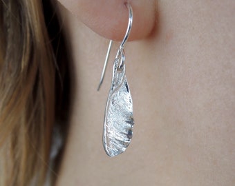 Mini Samaras - Sterling Silver Seed Dangle Earrings - Helicopter - Maple Seed Pods - Made to Order