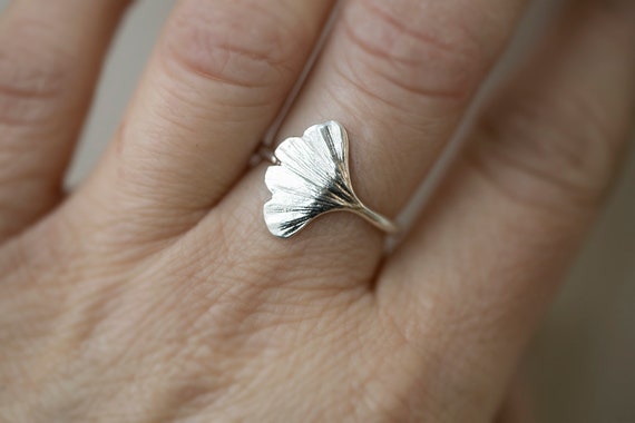 Bague Ginkgo - Argent Sterling 925 - Fait sur mesure