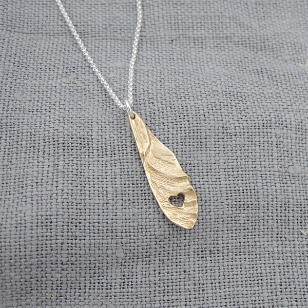 Small Maple Seed Love - Delicate Samara Necklace - Sycamore Seed - Brass or Bronze -  Ready to ship within 48 hours