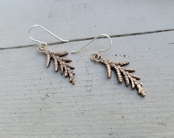 Small Cedar Dangles - Bronze - Nature Earrings - Made to order