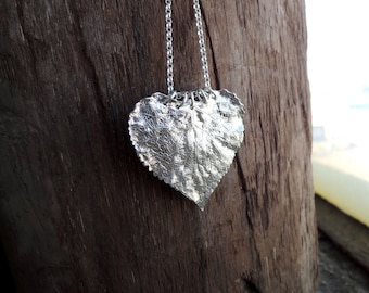 Sterling Silver Poplar Leaf Pendant Necklace - Handmade Nature Jewelry