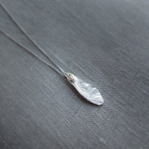 Medium Samara Solid Gold Maple Seed Pod Delicate Samara Necklace Sycamore Seed Solid White Gold 10k or 14k Handmade to Order image 1