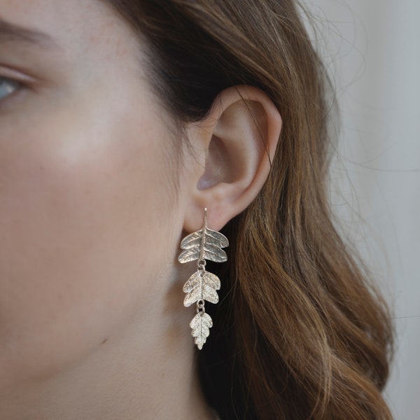 Articulated FERN earrings - Leaf Earrings  - Sustainable Sterling Silver - Made to Order