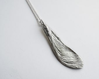 Sterlingzilveren esdoornzaadketting: lange samara-hanger