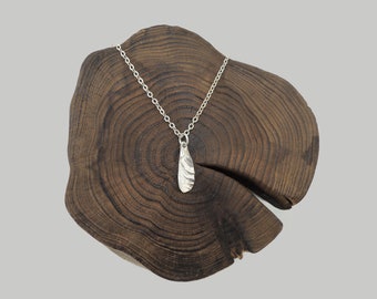 Sterling Silver Mini Samara - Seed Necklace - Helicopter - Maple Seed - Rhodium - Made to order