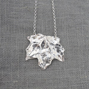 Maple Leaf - Sterling Silver Pendant - Statement Necklace - Maple Leaf Sterling Silver - Made to Order