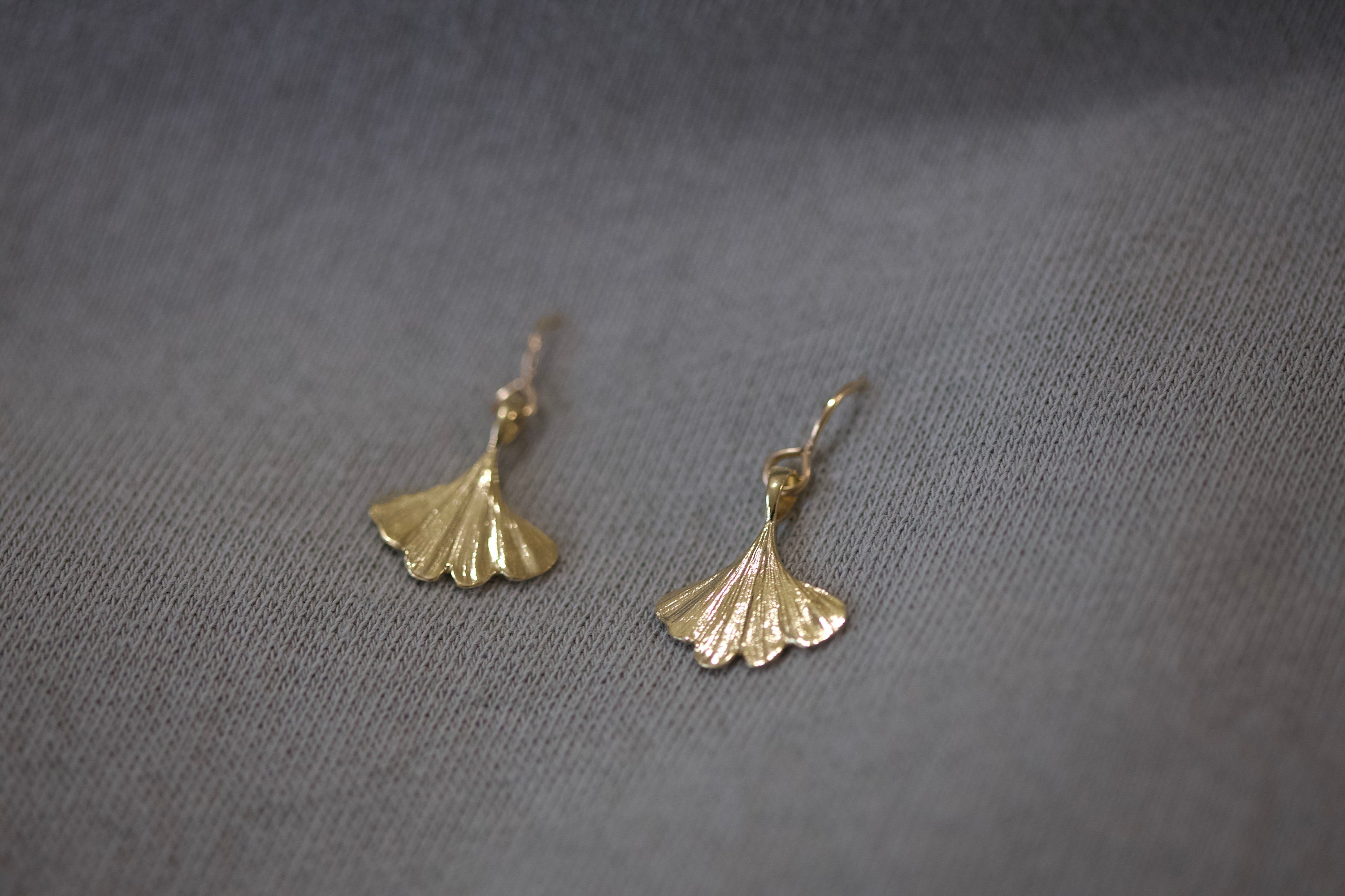GLEAVI Orecchini Pendenti Foglie di Ginkgo in Argento
