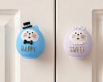 Kastknoppen hars cartoon kat, decoratieve ladegrepen, knoppen kinderkamermeubels