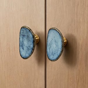 Ceramic Yuanbao Drawer Knob with Brass Base |Kitchen Cabinet handles, Furniture Pull