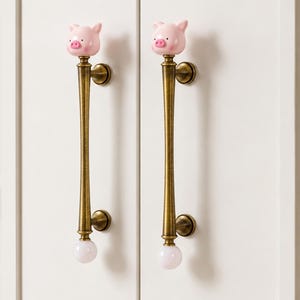 Schwein Möbelknauf, antike Bronze Schubladenknauf mit rosa Stein, Einzigartige Kommode Knäufe