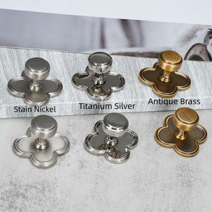 Clover Base Cabinet Knobs, Solid Metal Drawer Pulls, Vintage Decorative Dresser Knobs for Kitchen image 2