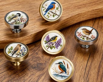 Wild Bird aquarel ladeknoppen, bloemen kastgrepen, natuur boerderij handgrepen hardware