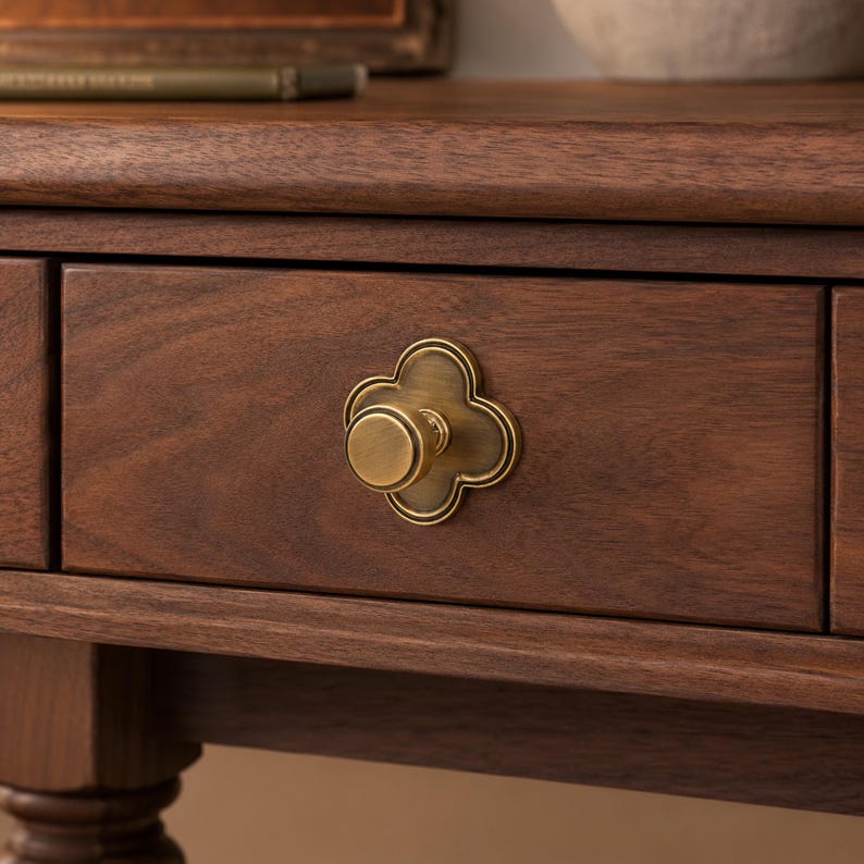 Clover Base Cabinet Knobs, Solid Metal Drawer Pulls, Vintage Decorative Dresser Knobs for Kitchen image 19