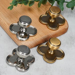Clover Base Cabinet Knobs, Solid Metal Drawer Pulls, Vintage Decorative Dresser Knobs for Kitchen image 3