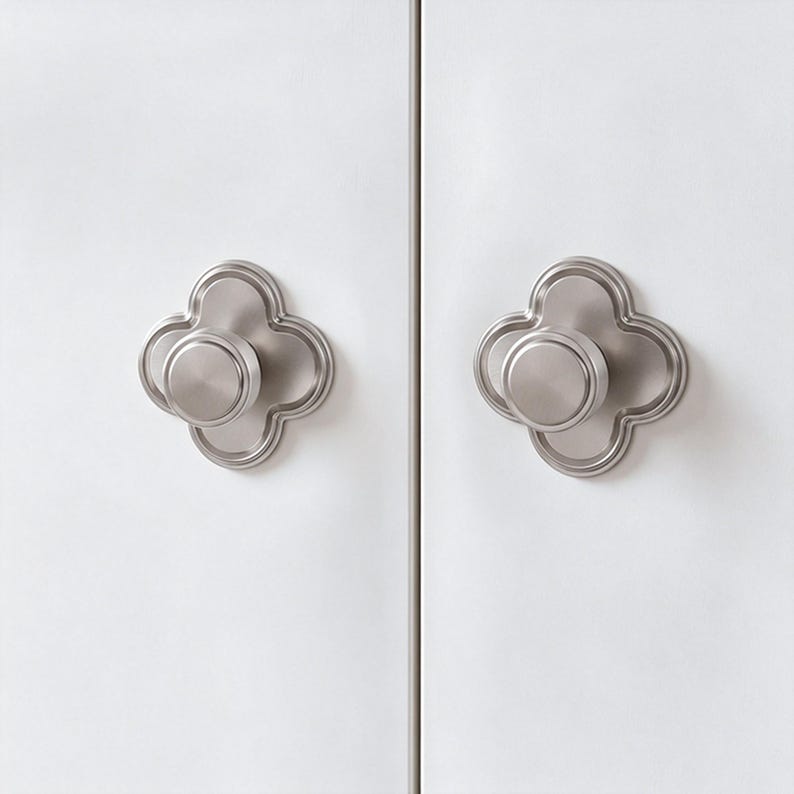 Clover Base Cabinet Knobs, Solid Metal Drawer Pulls, Vintage Decorative Dresser Knobs for Kitchen image 8
