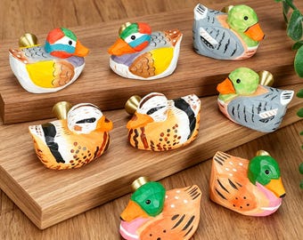 Wooden Duck Drawer Knobs, Painted Bird Cabinet Pulls, Animal Furniture Handles, Unique Dresser Knobs
