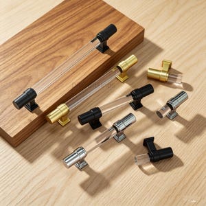 Clear Drawer Pulls ,Acrylic  Kitchen Cabinet  Handles , Furniture Knobs Hardware