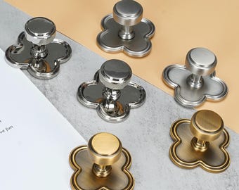 Clover Base Cabinet Knobs, Solid Metal Drawer Pulls, Vintage Decorative Dresser Knobs for Kitchen