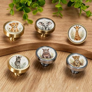 Baby Tier Kabinett Knöpfe, Löwe Elefant Giraffe Zebra Nilpferd Leopard Kommode Knäufe Hardware