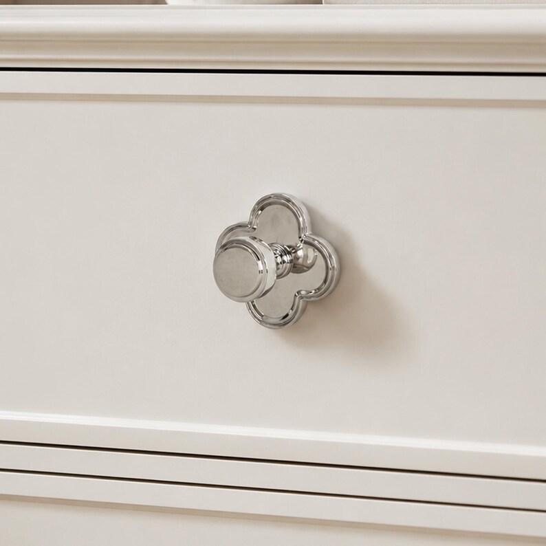 Clover Base Cabinet Knobs, Solid Metal Drawer Pulls, Vintage Decorative Dresser Knobs for Kitchen image 17