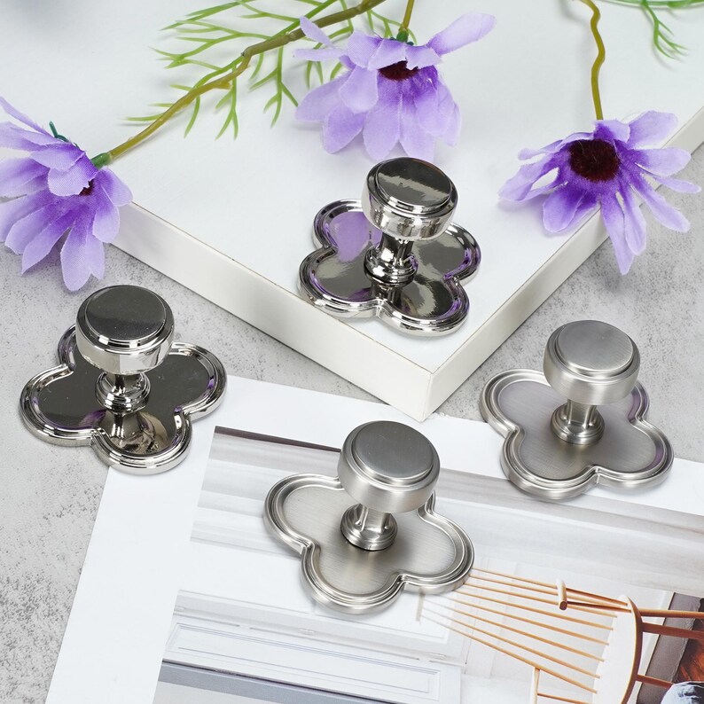 Clover Base Cabinet Knobs, Solid Metal Drawer Pulls, Vintage Decorative Dresser Knobs for Kitchen image 10
