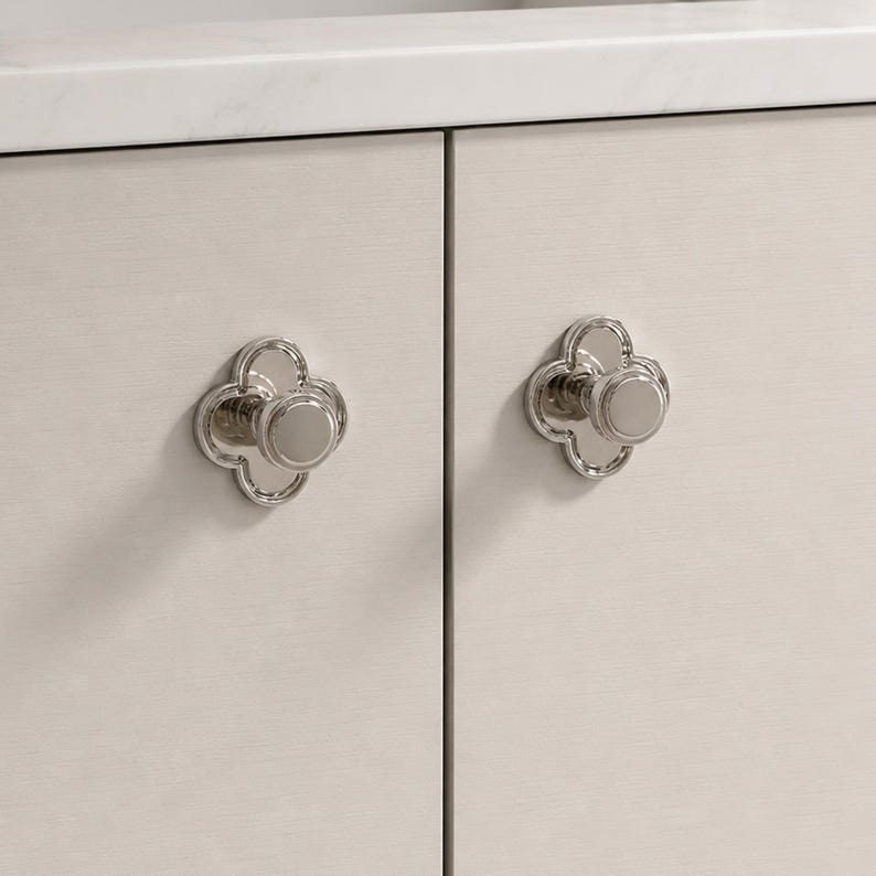Clover Base Cabinet Knobs, Solid Metal Drawer Pulls, Vintage Decorative Dresser Knobs for Kitchen image 13