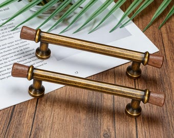 Retro Amerikaanse handgrepen, antiek messing houten kastkruk, boerderijladegrepen