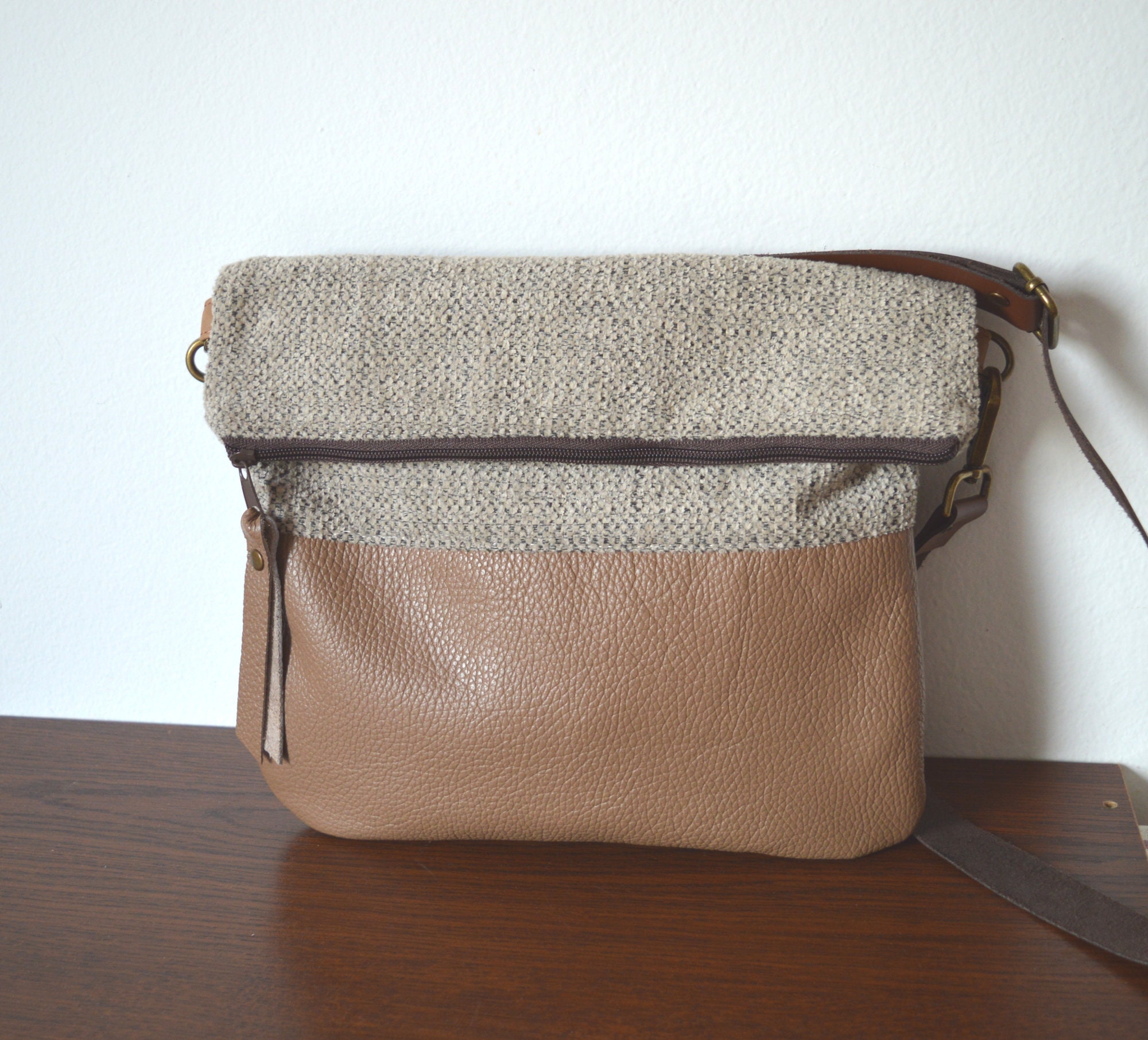 Foldover Crossbody Bag Shoulder Bag Leather and Upholstery Etsy