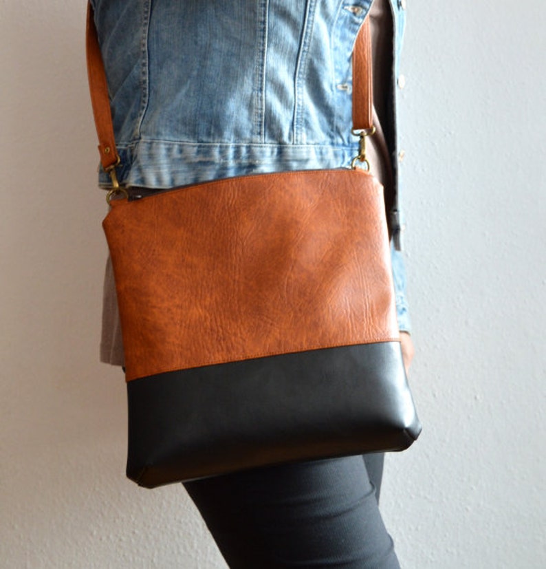 Colorblock Crossbody Bag / Handmade Shoulder Vegan Leather Bag Etsy